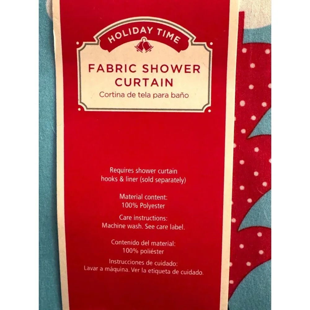 Fabric Christmas Shower Curtain 72x72 in